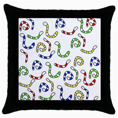 Colorful worms  Throw Pillow Case (Black)