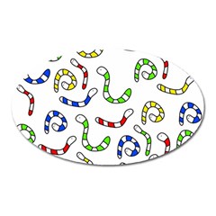 Colorful worms  Oval Magnet