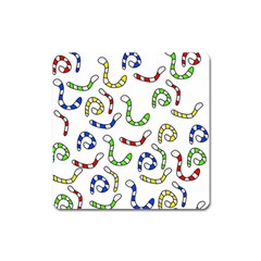 Colorful worms  Square Magnet