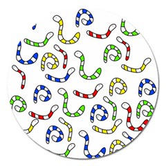 Colorful worms  Magnet 5  (Round)