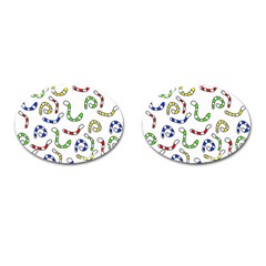 Colorful worms  Cufflinks (Oval)