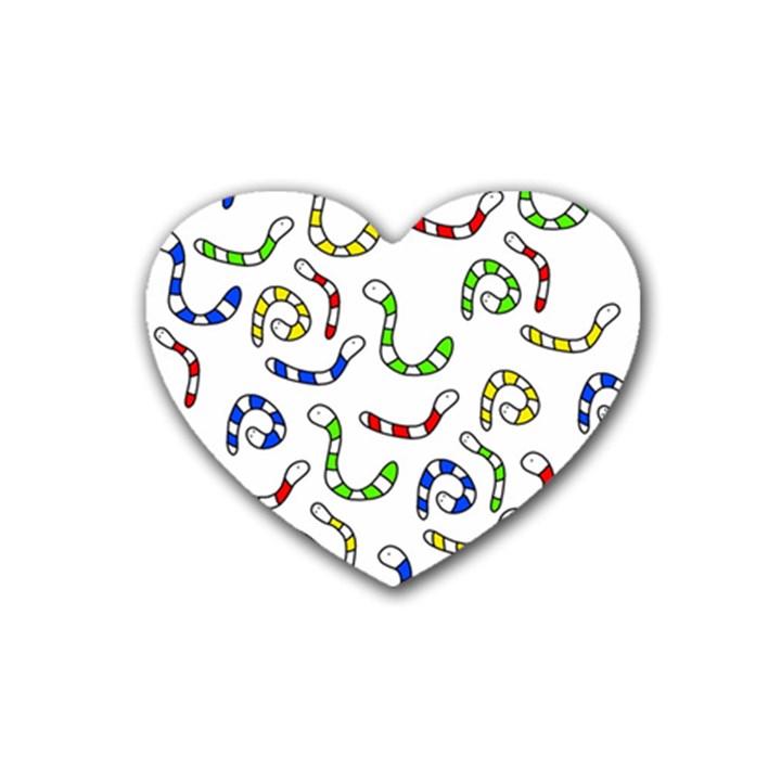 Colorful worms  Rubber Coaster (Heart) 