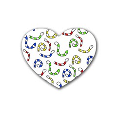 Colorful worms  Heart Coaster (4 pack) 