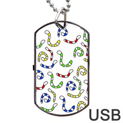 Colorful worms  Dog Tag USB Flash (Two Sides) 