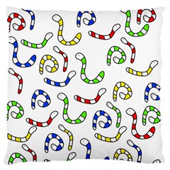 Colorful worms  Large Flano Cushion Case (One Side)