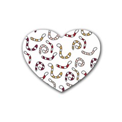 Cute Worms Heart Coaster (4 Pack)  by Valentinaart