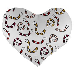 Cute Worms Large 19  Premium Heart Shape Cushions by Valentinaart