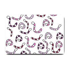 Purple Worms Small Doormat  by Valentinaart