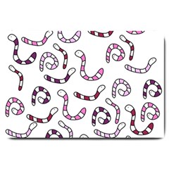 Purple Worms Large Doormat  by Valentinaart