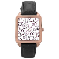 Purple Worms Rose Gold Leather Watch 