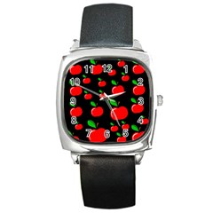 Red Apples  Square Metal Watch by Valentinaart