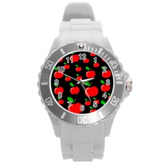 Red Apples  Round Plastic Sport Watch (l) by Valentinaart