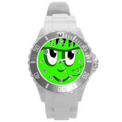 Halloween Frankenstein - Green Round Plastic Sport Watch (l) by Valentinaart