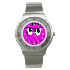 Halloween - Pink Frankenstein Stainless Steel Watch by Valentinaart