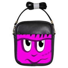 Halloween - Pink Frankenstein Girls Sling Bags by Valentinaart