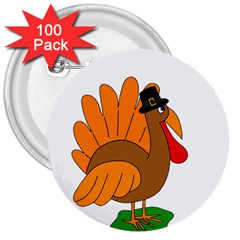 Thanksgiving Turkey - Transparent 3  Buttons (100 Pack)  by Valentinaart