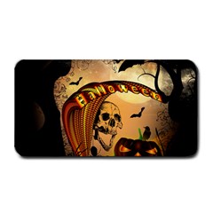 Halloween, Funny Pumpkin With Skull And Spider In The Night Medium Bar Mats by FantasyWorld7