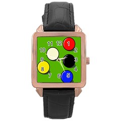 Billiard  Rose Gold Leather Watch 