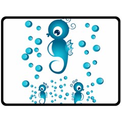 Seahorsesb Fleece Blanket (large)  by vanessagf