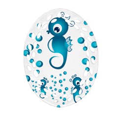 Seahorsesb Ornament (oval Filigree) 