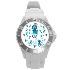 Seahorsesb Round Plastic Sport Watch (l) by vanessagf