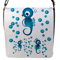 Seahorsesb Flap Messenger Bag (s) by vanessagf