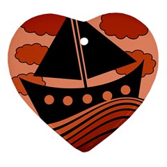 Boat - Red Ornament (heart)  by Valentinaart