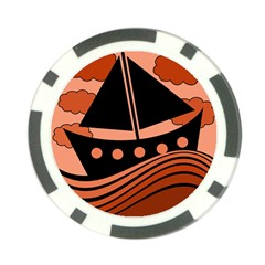 Boat - Red Poker Chip Card Guards by Valentinaart