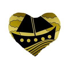 Boat - Yellow Standard 16  Premium Heart Shape Cushions by Valentinaart