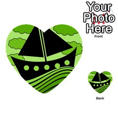 Boat - Green Multi-purpose Cards (heart) 