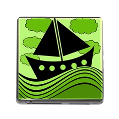 Boat - Green Memory Card Reader (square) by Valentinaart