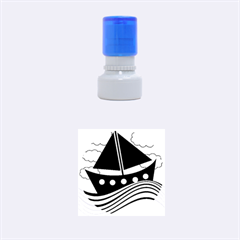 Boat - Green Rubber Round Stamps (small)