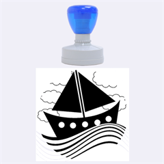 Boat - Green Rubber Round Stamps (large) by Valentinaart