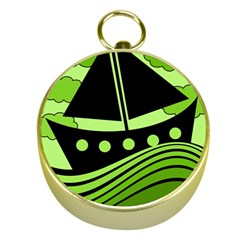 Boat - Green Gold Compasses by Valentinaart