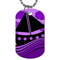 Boat - Purple Dog Tag (one Side) by Valentinaart