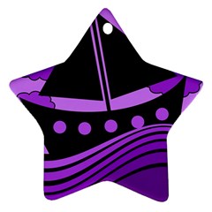 Boat - Purple Star Ornament (two Sides)  by Valentinaart