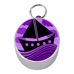 Boat - Purple Mini Silver Compasses by Valentinaart