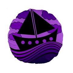 Boat - Purple Standard 15  Premium Flano Round Cushions by Valentinaart