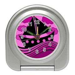 Boat - Magenta Travel Alarm Clocks by Valentinaart