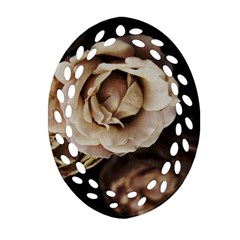 Roses Flowers Ornament (oval Filigree)  by vanessagf