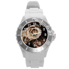 Roses Flowers Round Plastic Sport Watch (l) by vanessagf