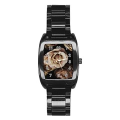 Roses Flowers Stainless Steel Barrel Watch by vanessagf