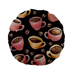 Coffee House Barista  Standard 15  Premium Flano Round Cushions by BubbSnugg