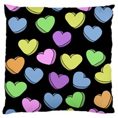 Valentine s Hearts Large Flano Cushion Case (two Sides) by BubbSnugg