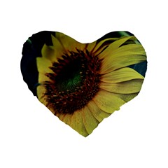 Sunflower Photography  Standard 16  Premium Flano Heart Shape Cushions by vanessagf