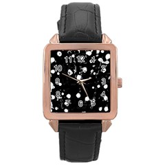 Black Dream  Rose Gold Leather Watch  by Valentinaart