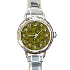 Camo Abstract Shell Pattern Round Italian Charm Watch