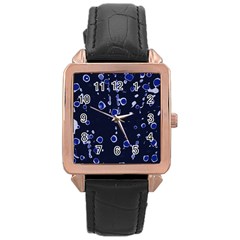 Blue Dream Rose Gold Leather Watch  by Valentinaart