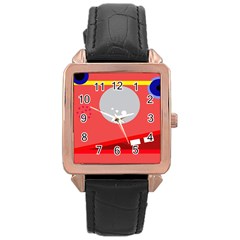 Cute Face Rose Gold Leather Watch  by Valentinaart