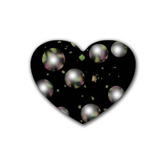 Silver Balls Rubber Coaster (heart)  by Valentinaart
